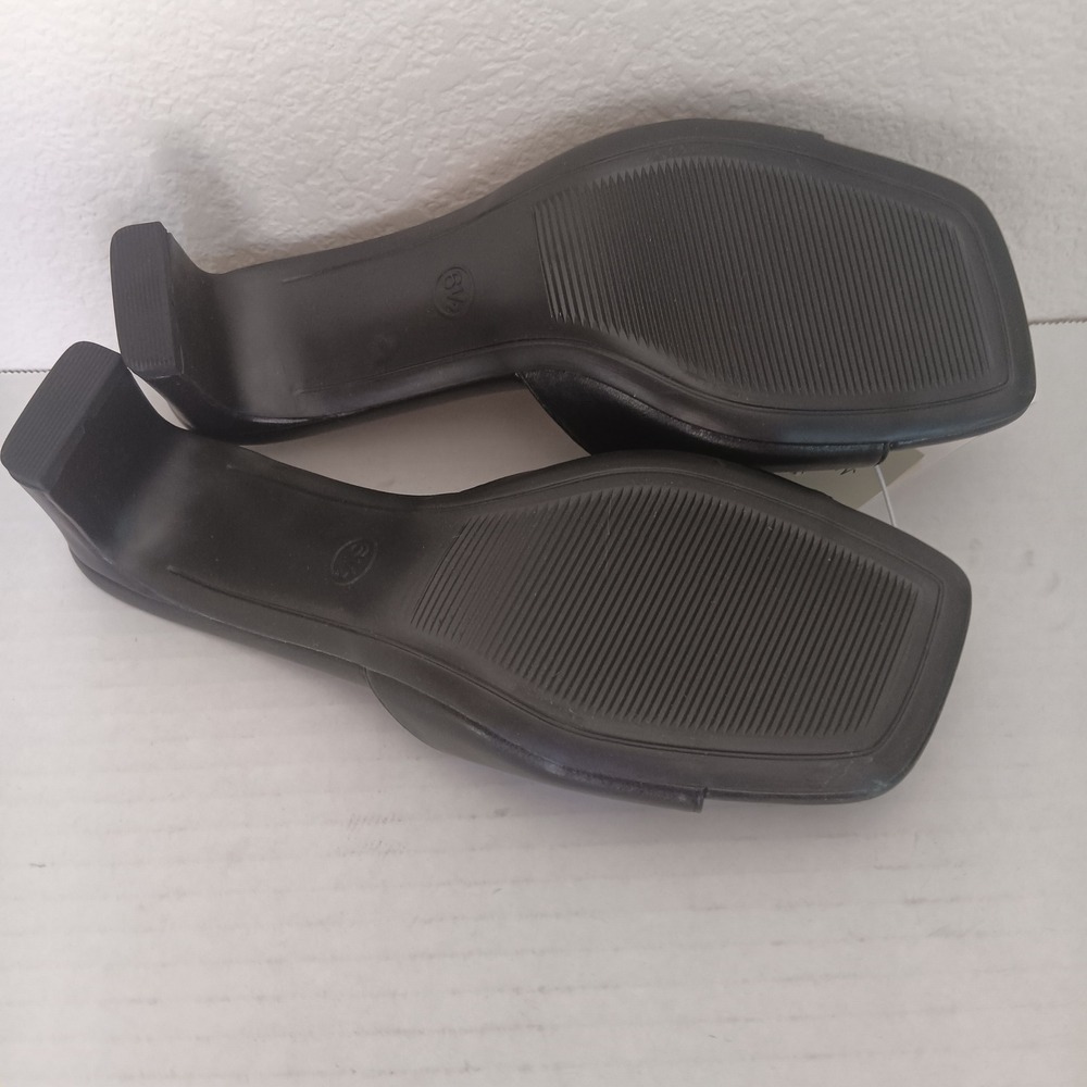 A New Day Lindie Heels Women 6.5 Black Square Toe Block Heel Memory Foam Mules - Picture 4 of 7